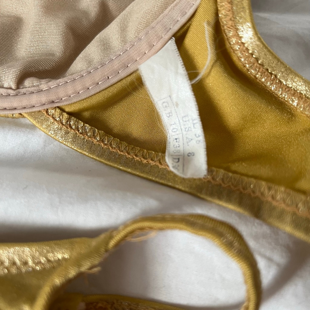 Vintage Gottex Gold Metallic Dazzle Bikini Set Size 8 XS/S RARE - Picture 7 of 10